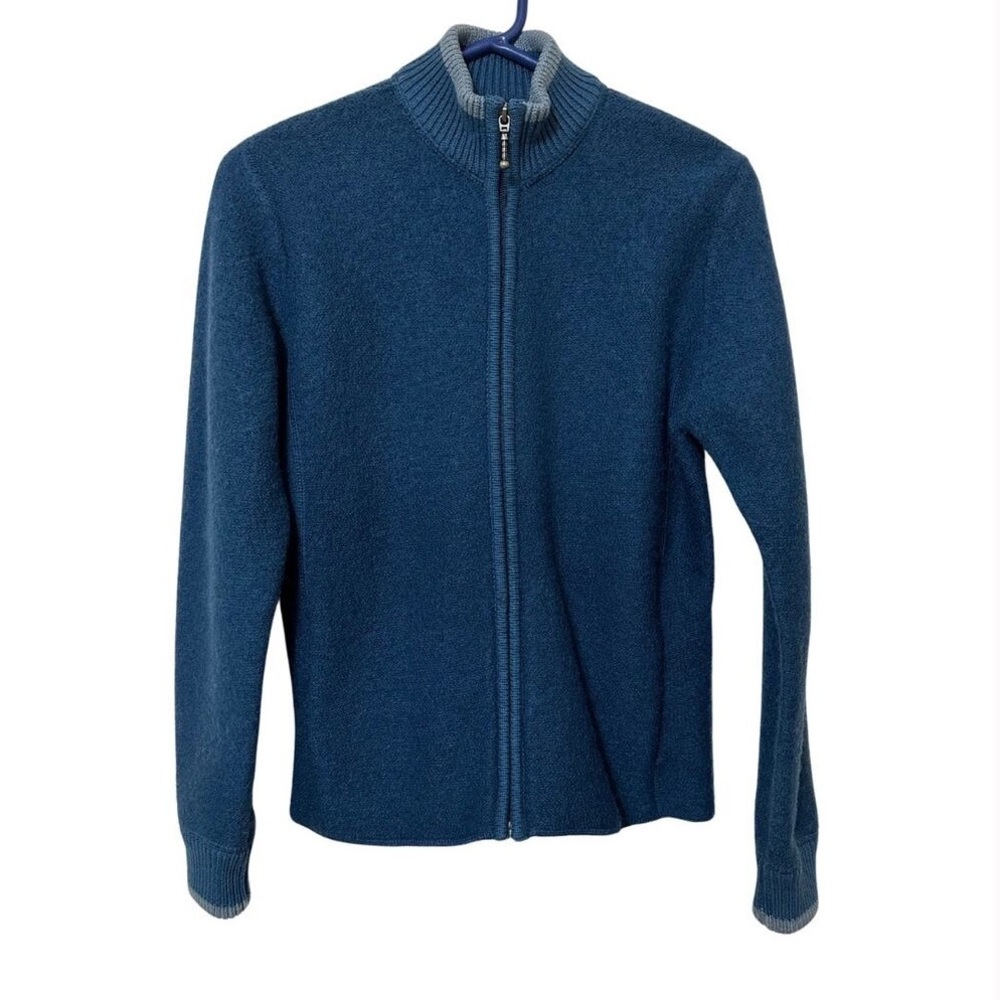 Cabela's Women Wool Cotton Women's Blue Sweater Jacket‎ Outdoor Minimal Layers